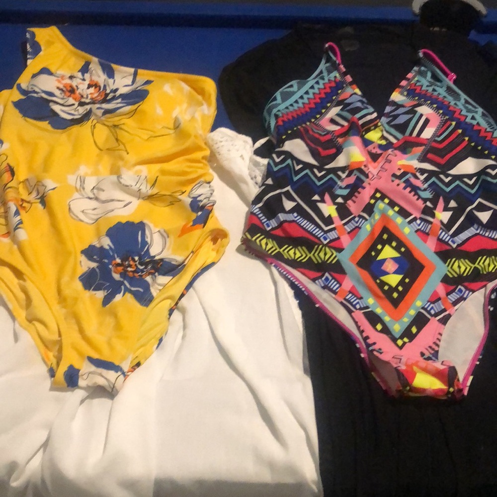 4-Pieces Long Black Sheer/ Split Pants Cover-Up and Swimwears (NWOT & NWT)